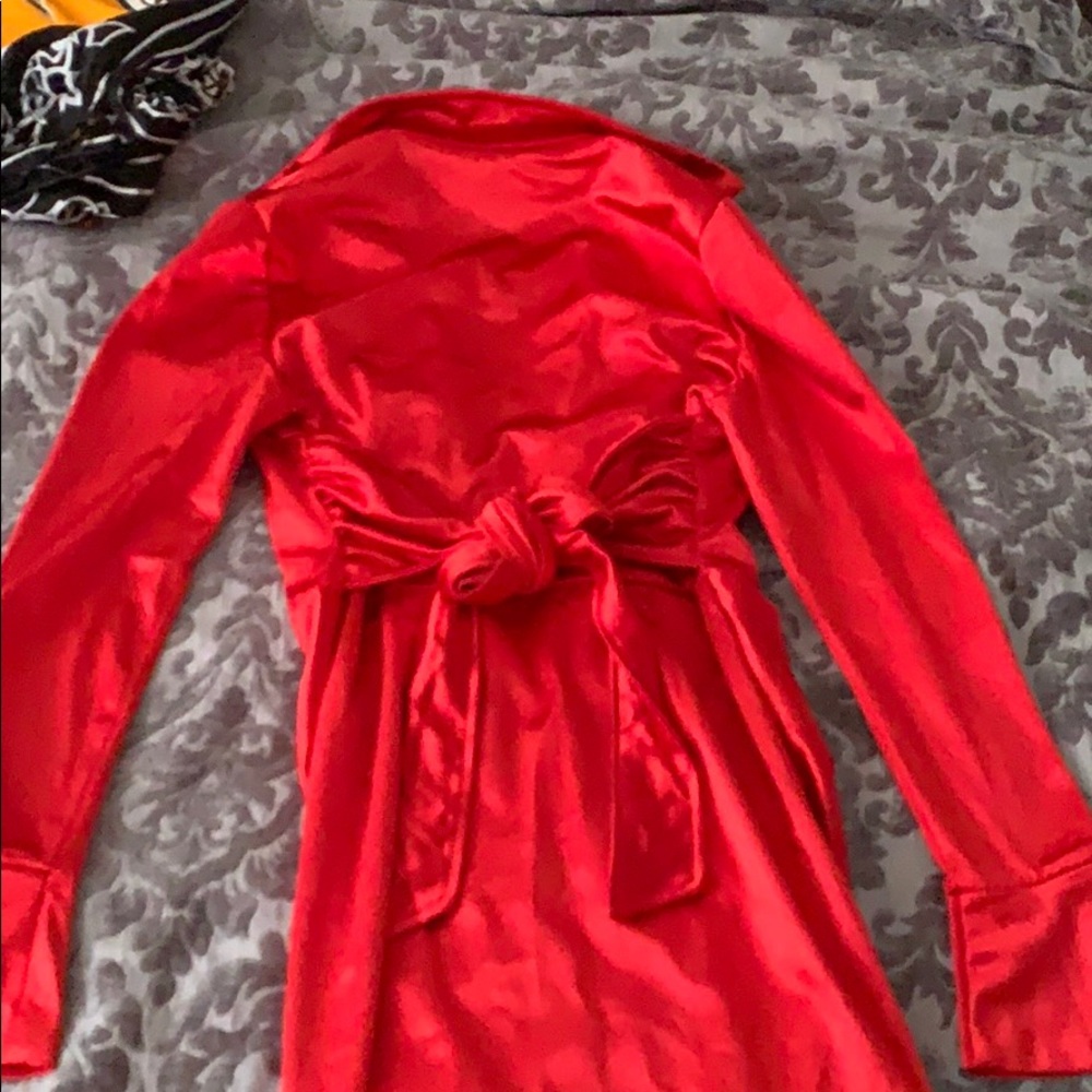 Red Deep Cut Mini Dress View 5